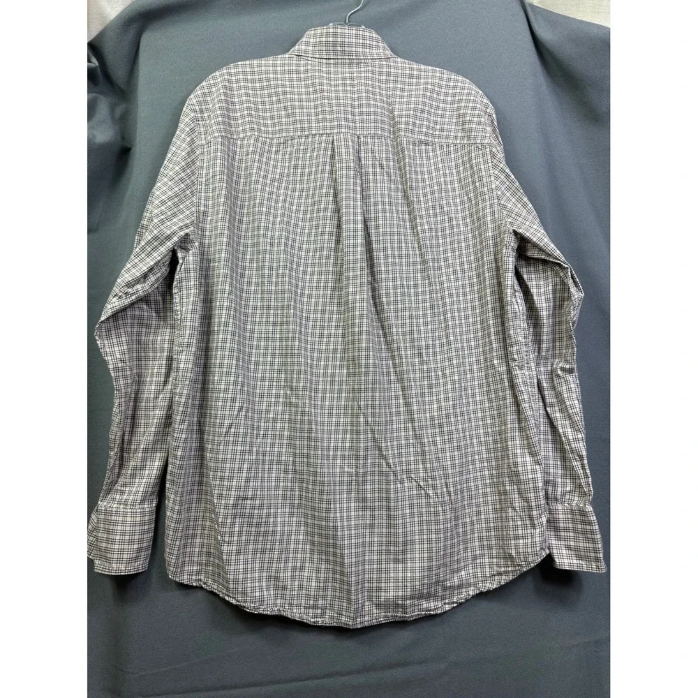 Eddie Bauer Mens Medium Plaid Button Down Shirt Long Sleeve Cotton‎ Brown Blue